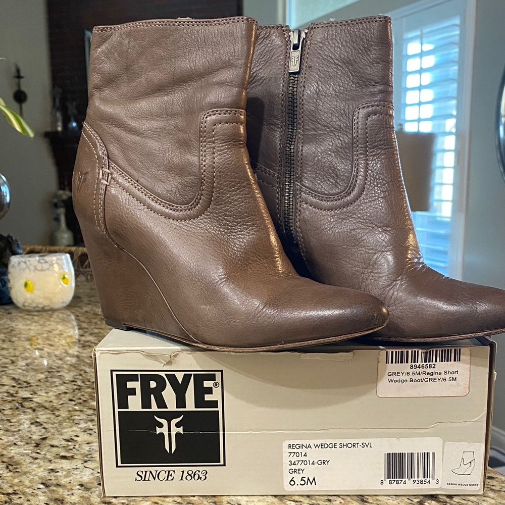 Frye Regina Wedge Short Leather Boots